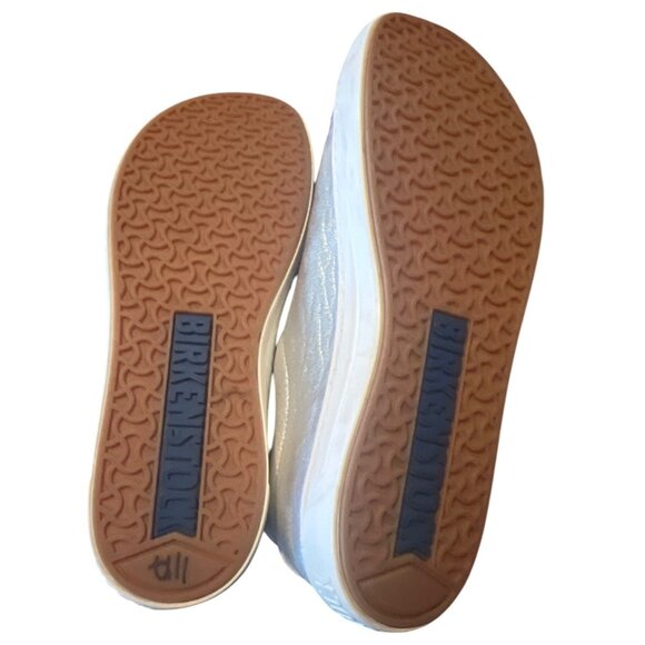 Birkenstock Womens Metallic Silver Sneakers Size 7-7.5 Lace-Up Comfort Casual Sh - Picture 6 of 8